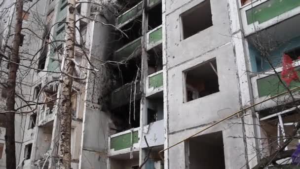 Σπίτια Αμάχων Καταστράφηκαν Από Ρωσικά Στρατεύματα Αεροσκαφών Πόλεμος Της Ρωσίας — Αρχείο Βίντεο