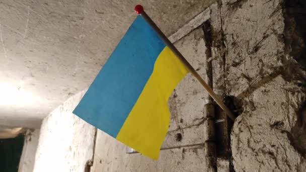 Ukrainian National Flag Wall Bomb Shelter War Russia Ukraine — Video