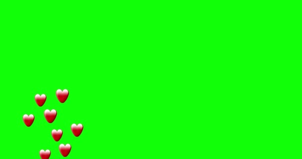 Social Media Animated Heart Green Screen Animation Coming Bottom Green — Vídeos de Stock