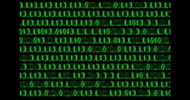 Dijital dünya veri alanı metin arkaplanı. Siyah arka planda ikili animasyon. Dijital matris kavramı.