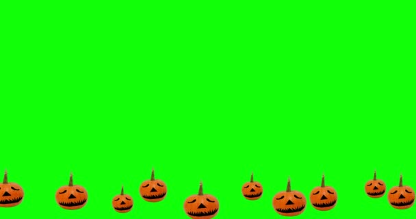 Dekoratif Sonbahar Cadılar Bayramı Şükran Günü Balkabakları Yeşil Arka Planda — Stok video