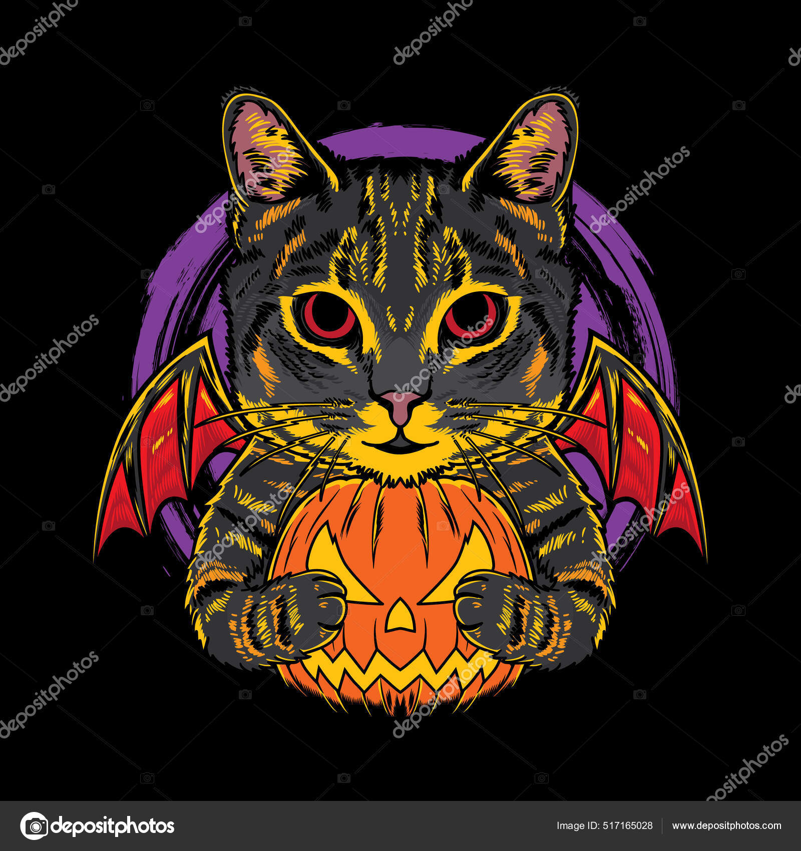 Logotipo de desenho animado de gato de Halloween