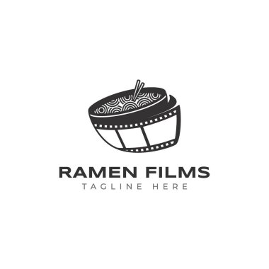 ramen noodle kasesi film logo vektör çizim şablonu beyaz arka planda izole