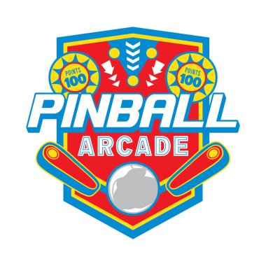 Pinball Oyunu Arcade Vintage Rozet Amblemi Hippi Logo Vektörü Simgesi ResimleriComment