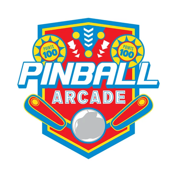 Pinball Game Arcade Vintage Retro Badge Emblem Hipster Logo Vector — Stockvector