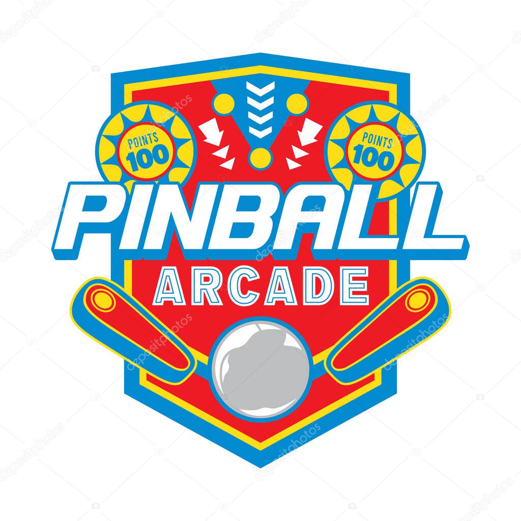Pinball Game Arcade Vintage Retro Badge Emblem Hipster Logo Vector Icon Illustration