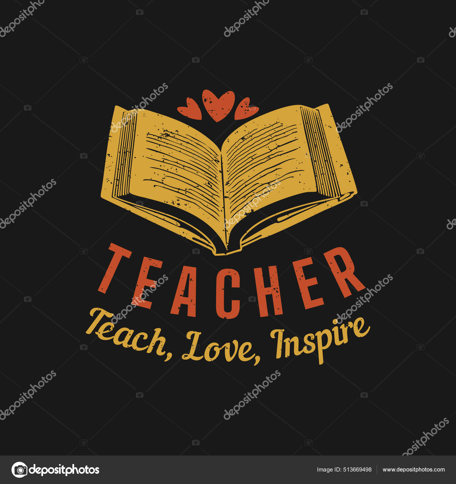 Shirt　Lieben　©Imoogigraphic　513669498　Design　Stock-Vektorgrafik　Inspirieren　Lehrer　Schwarzem　Lehren　Und　Buch　Mit　von