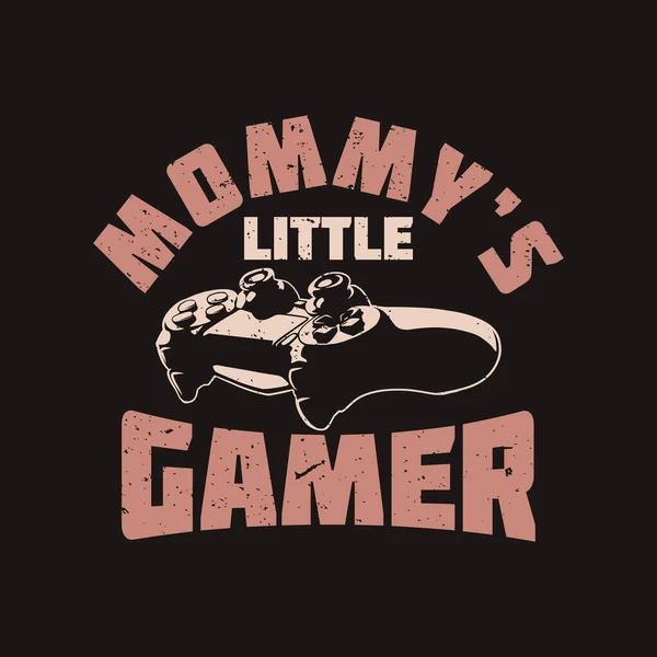 Tシャツデザインゲームパッド付きママのゲーマーと黒の背景ヴィンテージイラスト — ストックベクタ