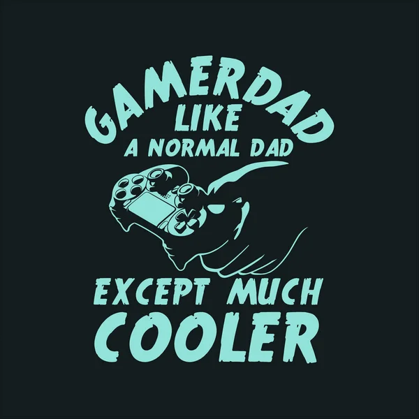 ゲームパッドと黒の背景のヴィンテージイラストを手で多くのクーラーを除いて普通のお父さんのようなゲーマーのお父さん — ストックベクタ