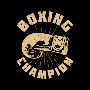 Gömlek tasarımı boks şampiyonu boks eldiveni ve siyah arkaplan çizimi