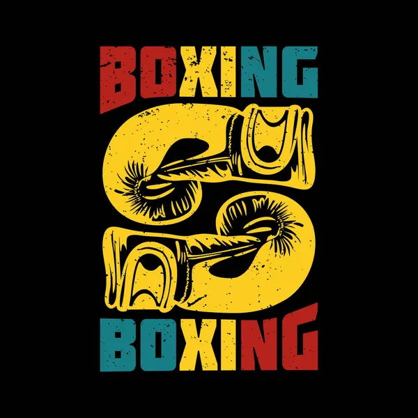 Diseño Camiseta Boxeo Boxeo Con Guante Boxeo Fondo Negro Ilustración — Vector de stock