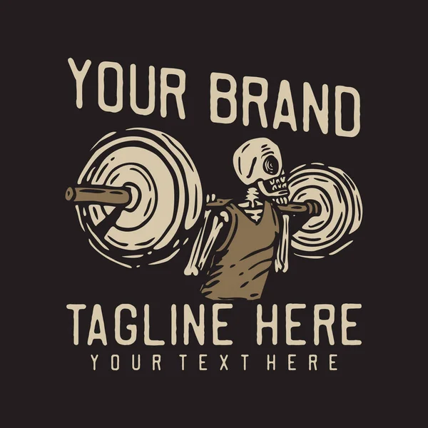 iskelet ağırlık kaldırma vintage t-shirt tasarım şablonu