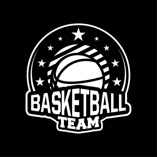 现代职业篮球运动的徽章或徽章 适用于您的标识团队 黑白分明 — 图库矢量图片