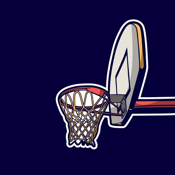 Ročník Retro Ilustrace Basketbalového Koše — Stockový vektor