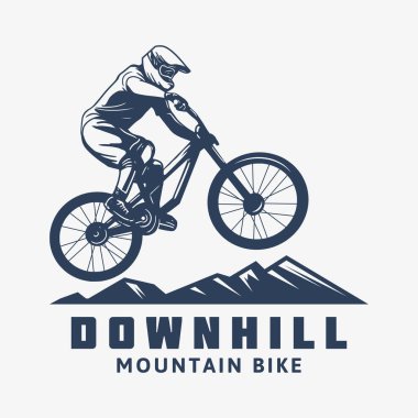Downhill dağ bisikleti logosu bisiklet şablonu çizimi