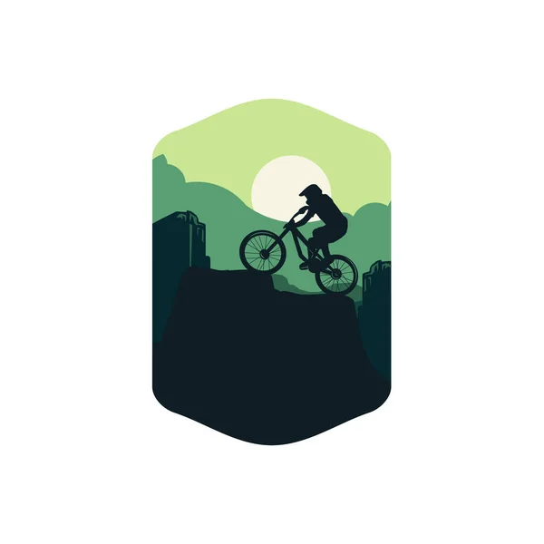 Ilustracja Rower Górski Płaskie Gradacja Tło Kolor Zielony Znak Logo — Wektor stockowy