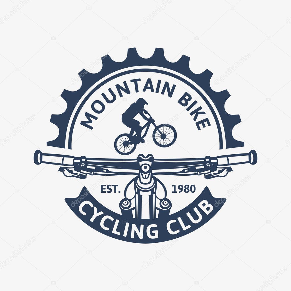 Mountain bike cycling club vintage logo template illustration