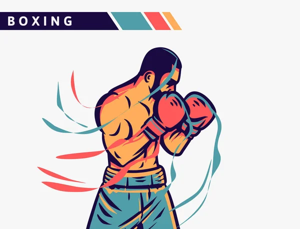 Boxeo Boxeador Defensa Ilustración Ilustración Con Efecto Movimiento — Vector de stock