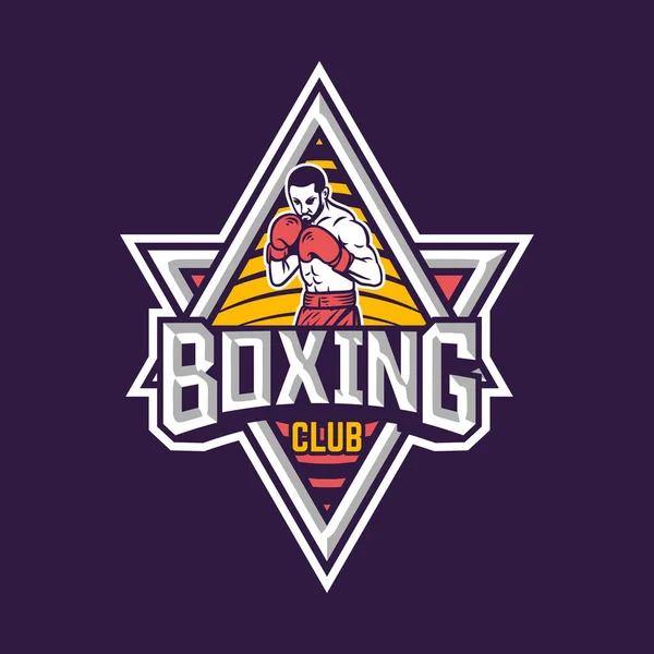 Logo Emblème Club Boxe Avec Illustration Boxeur — Image vectorielle
