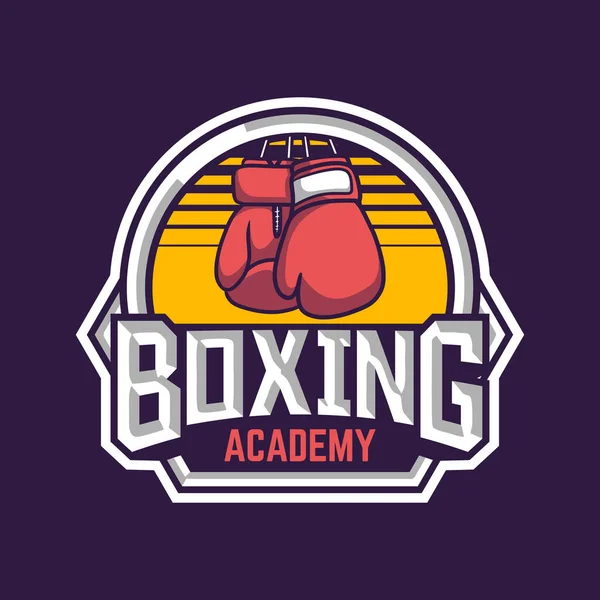Boxe Académie Rétro Logo Logo Emblème Design Avec Illustration Boxer — Image vectorielle