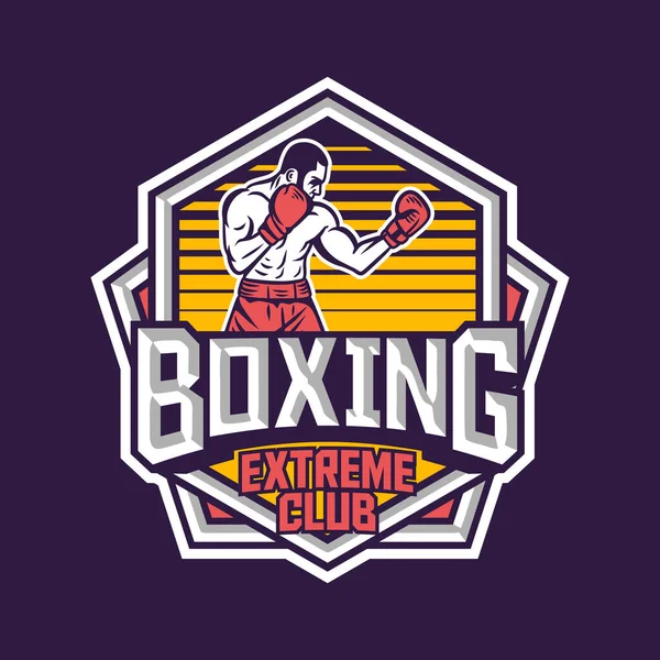 拳击极端俱乐部复古徽章标志设计与拳击插图 — 图库矢量图片
