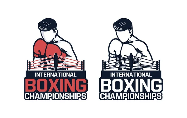 Internationale Bokskampioenschappen Logo Ontwerp Toernooi Embleem Teken Badge Shirt Ontwerp — Stockvector