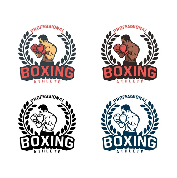 Logo Emblème Logo Boxe Vectoriel Design Pack — Image vectorielle