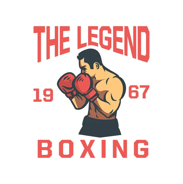 Camiseta Diseño Vector Boxeo Hombre Hacer Defensa Vintage Estilo Retro — Vector de stock