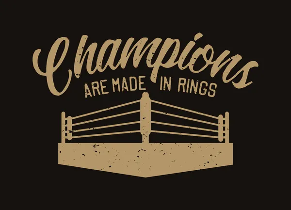 Boxing Quote Slogan Typography Champions Made Rings Ring Illustration Vintage — Stock Vector