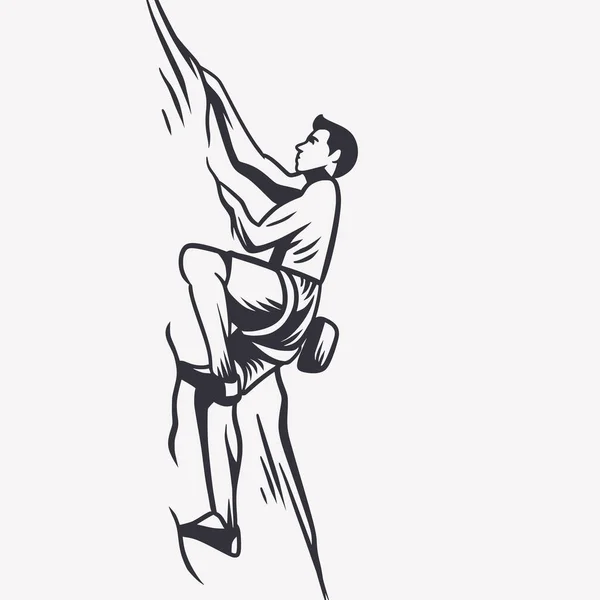 Männer Rock Climber Athlet Jahrgang Illustration — Stockvektor