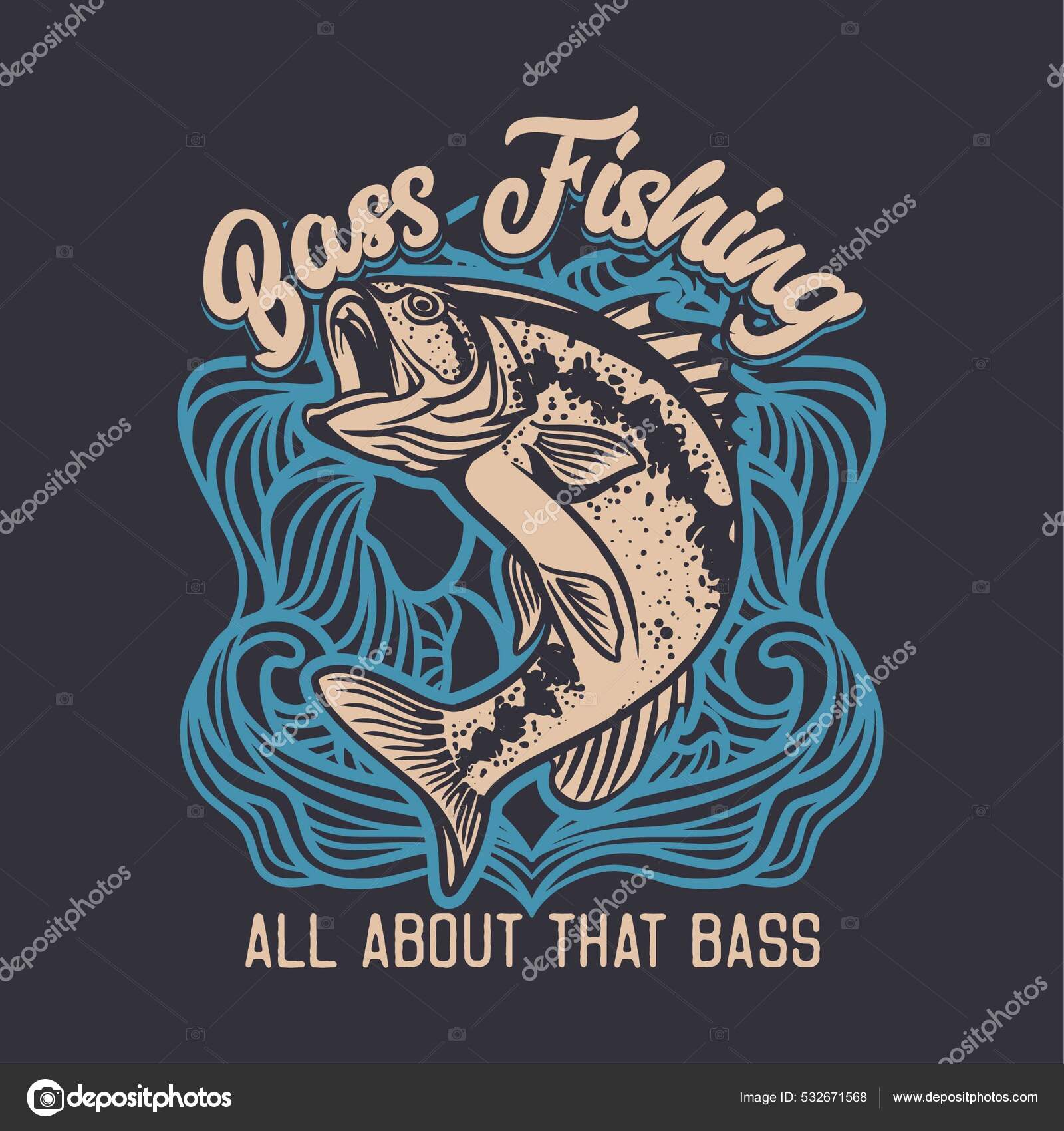 Fishing Largemouth Bass T-shirt Design Stock Vector (Royalty Free