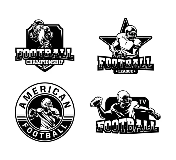 Amerikansk Fotboll Badge Samling Logotyp Svart Och Vitt — Stock vektor