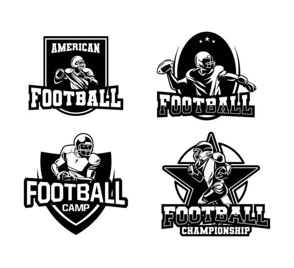 Campeonato Emblema Símbolo Futebol Americano Definido —  Vetores de Stock
