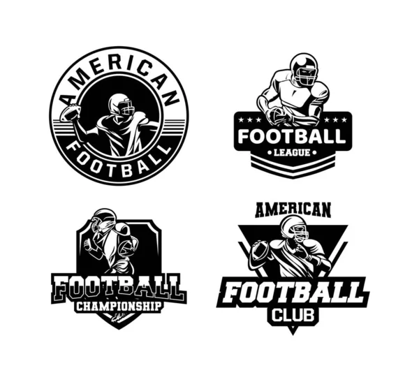 American Football Championship Set Badge Emblem Black White — Stock Vector