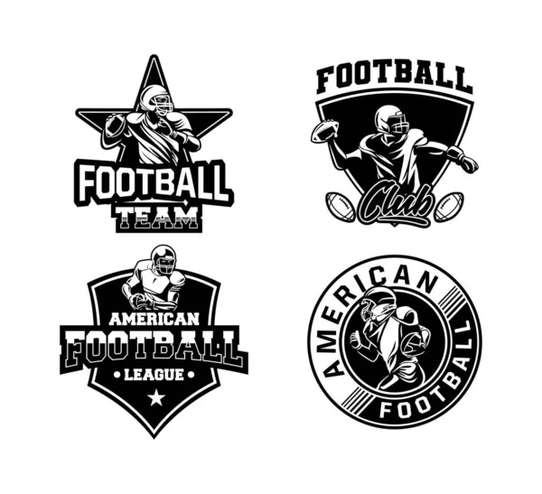 Amerikansk Fotboll Sport Emblem Tecken Set — Stock vektor