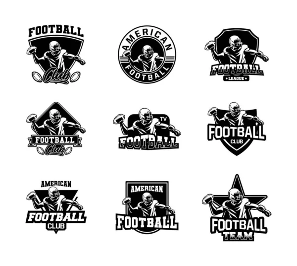 Abzeichen American Football Set Schwarz Weiß — Stockvektor