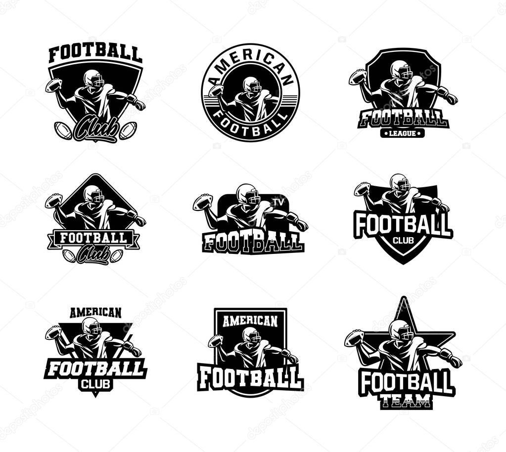 Badge american football set black and white color