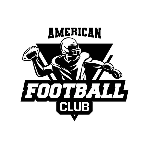 Amerikaans Voetbal Club Badge Zwart Wit — Stockvector