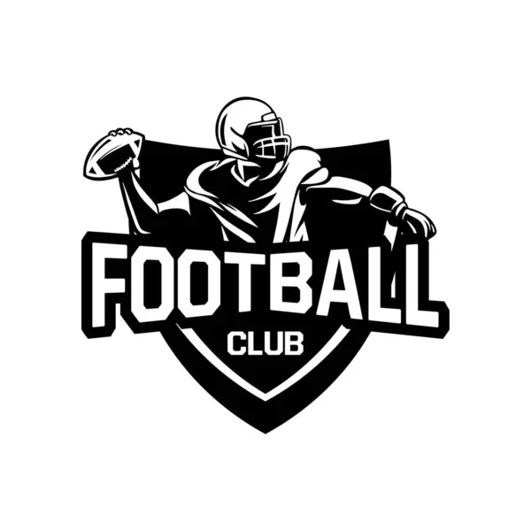 アメリカンフットボールクラブのサイン黒と白 — ストックベクタ