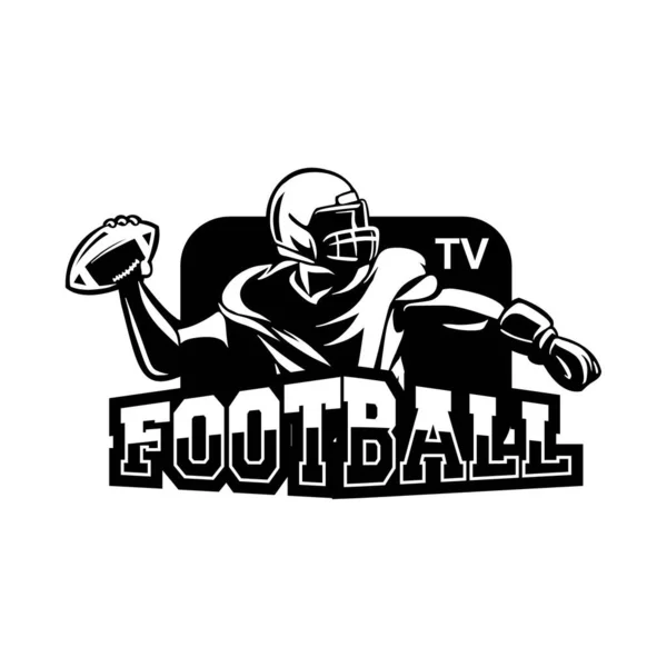 Amerikaans Voetbal Logo Media Zwart Wit — Stockvector