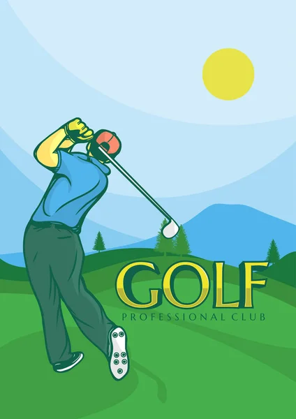 Golf Club Professionale Poster Illustrazione Golfista Design Retrò — Vettoriale Stock