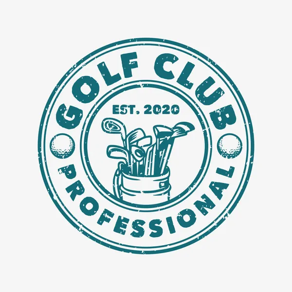 高尔夫俱乐部专业复古标志模板与高尔夫球袋插图 — 图库矢量图片