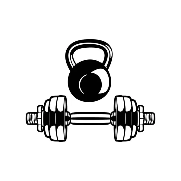 Dumbbell Vector Fitness Gym Weight Equipment Dumb Bells Kettlebell Illustration — Vettoriale Stock