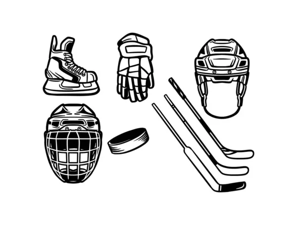 Ice Hockey Equipment Set — Stock Vector