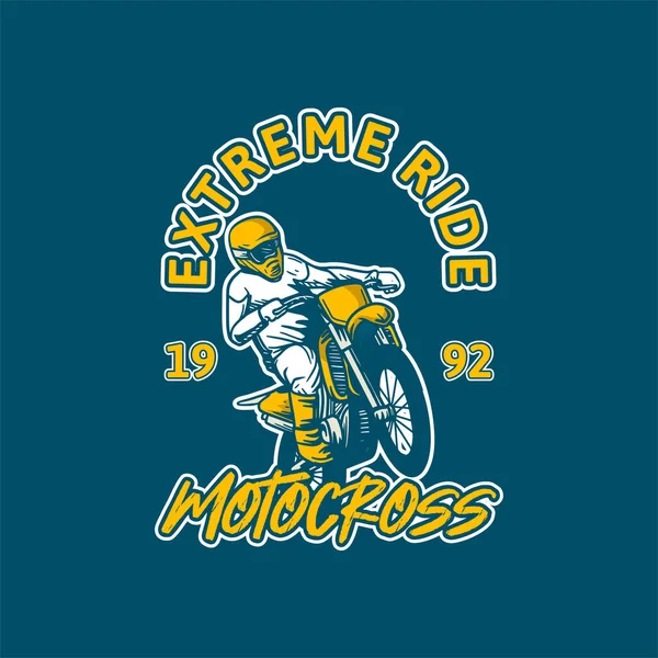Passeio Extremo Motocross Vetor Ilustração Camisa Design —  Vetores de Stock