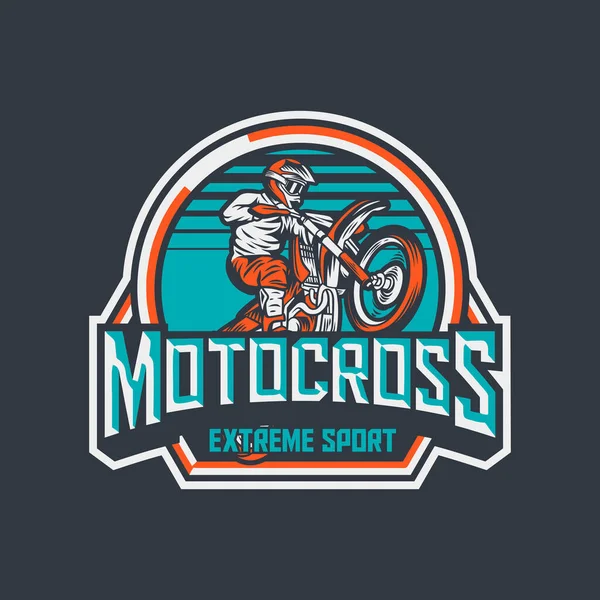 Modelo Design Etiqueta Logotipo Emblema Vintage Premium Esporte Extremo Motocross —  Vetores de Stock