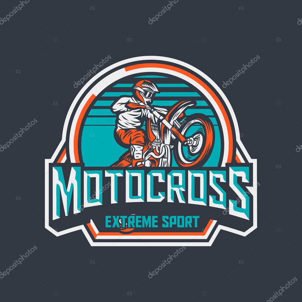 Motocross extreme sport premium vintage badge logo label design template