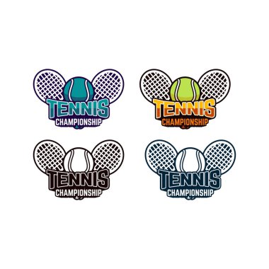 Raket topu illüstrasyon çantalı logo tenis şampiyonası