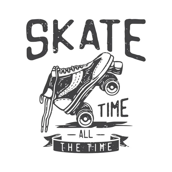 Американський Вінтажний Ілюстрації Скейт Час Від Часу Сорочку Дизайн — стоковий вектор