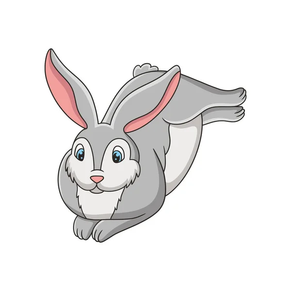 Cartoon Illustration Rabbit Lying Hay Cliff Enjoy Sunshine Middle Forest — Stock Vector
